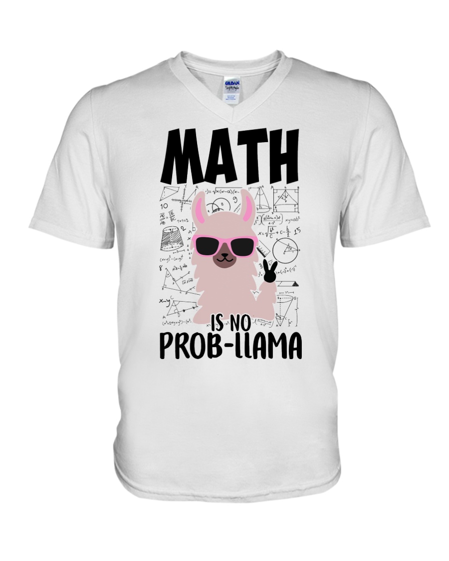 Math is no Prob-Llama V-Neck T-Shirt