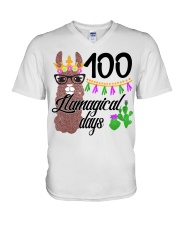 100 LLAMAGICAL DAYS V-Neck T-Shirt thumbnail