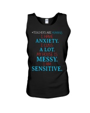 TEACHERS ARE HUMANS I HAVE ANXIETY I CUSS A LOT Unisex Tank thumbnail