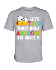 LET'S TACO BOUT HOW AWESOME 4TH GRADE IS V-Neck T-Shirt thumbnail