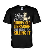 Grumpy Old Librarian V-Neck T-Shirt thumbnail