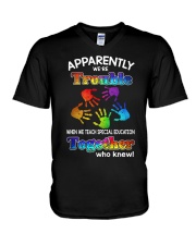 We Teach Special Education V-Neck T-Shirt thumbnail