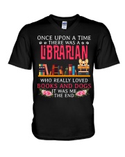 Librarian Books and Dogs V-Neck T-Shirt thumbnail
