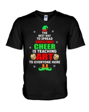 SPREAD CHRISTMAS CHEER IS TEACHING ART V-Neck T-Shirt thumbnail