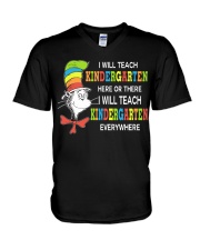 I WILL TEACH KINDERGARTEN EVERYWHERE V-Neck T-Shirt thumbnail