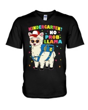 KINDERGARTEN NO PROB-LLAMA V-Neck T-Shirt thumbnail