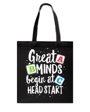 GREAT MINDS BEGIN AT HEAD START Tote Bag thumbnail