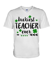 Luckiest Teacher ever V-Neck T-Shirt thumbnail