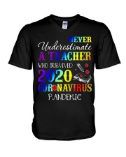 A Teacher who survived 2020 V-Neck T-Shirt thumbnail