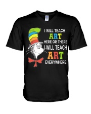 I WILL TEACH ART EVERYWHERE V-Neck T-Shirt thumbnail