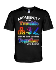 2nd grade trouble together V-Neck T-Shirt thumbnail