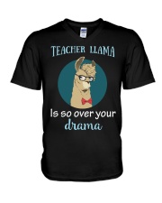 Teacher Llama V-Neck T-Shirt thumbnail