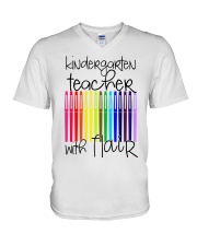 Kindergarten Teacher with Flair V-Neck T-Shirt thumbnail