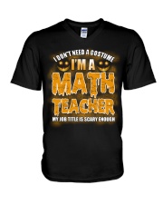Math Teacher Halloween V-Neck T-Shirt thumbnail