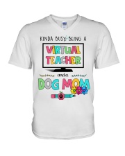 Virtual Teacher and a dog mom V-Neck T-Shirt thumbnail