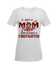 Just a Mom who raised a Firefighter Ladies T-Shirt women-premium-crewneck-shirt-front