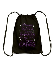 a Teacher cares Drawstring Bag thumbnail