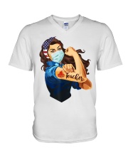 Teacher strong wear masks V-Neck T-Shirt thumbnail