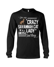 Crazy Savannah cat Lady Long Sleeve Tee thumbnail
