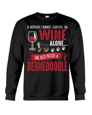 Woman Needs Wine And Bernedoodle Crewneck Sweatshirt thumbnail