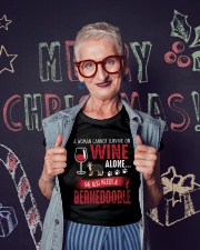Woman Needs Wine And Bernedoodle Ladies T-Shirt lifestyle-holiday-crewneck-front-3
