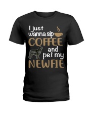 Sip Coffee WIth Newfie Ladies T-Shirt thumbnail
