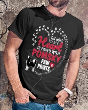 My Heart Paved With Pomsky Paw Prints Classic T-Shirt lifestyle-mens-crewneck-front-4