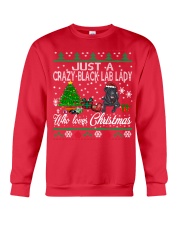 Crazy Lady Loves Black Lab And Christmas Crewneck Sweatshirt front