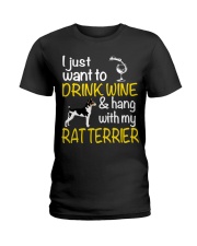 Drink Wine With Rat Terrier Ladies T-Shirt thumbnail