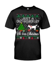 Crazy Lady Loves Bassador And Christmas Classic T-Shirt thumbnail