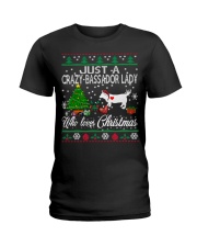 Crazy Lady Loves Bassador And Christmas Ladies T-Shirt thumbnail
