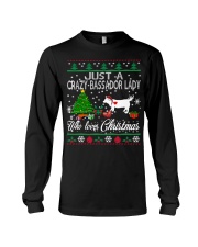 Crazy Lady Loves Bassador And Christmas Long Sleeve Tee thumbnail