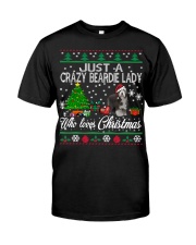 Crazy Lady Loves Beardie And Christmas Classic T-Shirt thumbnail