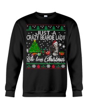 Crazy Lady Loves Beardie And Christmas Crewneck Sweatshirt tile