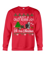 Crazy Lady Loves Beardie And Christmas Crewneck Sweatshirt front