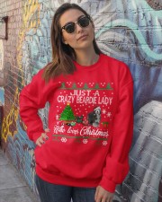 Crazy Lady Loves Beardie And Christmas Crewneck Sweatshirt lifestyle-unisex-sweatshirt-front-3