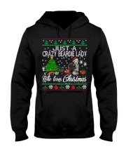 Crazy Lady Loves Beardie And Christmas Hooded Sweatshirt thumbnail