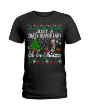 Crazy Lady Loves Beardie And Christmas Ladies T-Shirt thumbnail