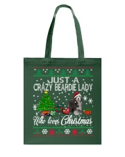 Crazy Lady Loves Beardie And Christmas Tote Bag thumbnail