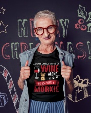 Woman Needs Wine And Morkie Ladies T-Shirt lifestyle-holiday-crewneck-front-3