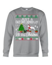 Crazy White Shepherd Lady Who Loves Christmas Crewneck Sweatshirt tile