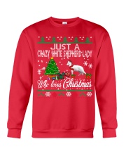 Crazy White Shepherd Lady Who Loves Christmas Crewneck Sweatshirt front