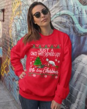 Crazy White Shepherd Lady Who Loves Christmas Crewneck Sweatshirt lifestyle-unisex-sweatshirt-front-3