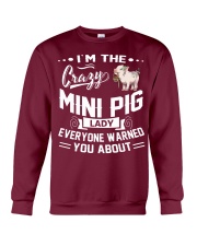 Crazy Mini Pig Lady Crewneck Sweatshirt thumbnail