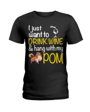 Drink Wine With Pomeranian Ladies T-Shirt thumbnail
