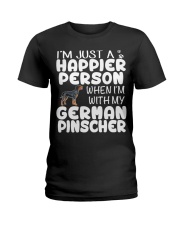 Happier Person German Pinscher Ladies T-Shirt thumbnail