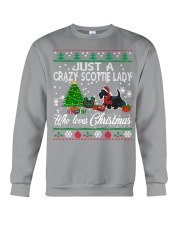 Crazy Scottie Lady Who Loves Christmas Crewneck Sweatshirt tile