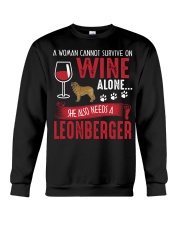 Woman Needs Wine And Leonberger Crewneck Sweatshirt thumbnail