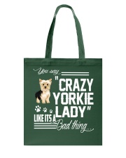 Crazy Yorkie Dog Lady Tote Bag thumbnail