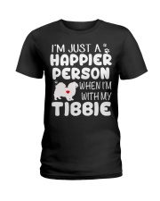 Happier Person Tibetan Spaniel Ladies T-Shirt front